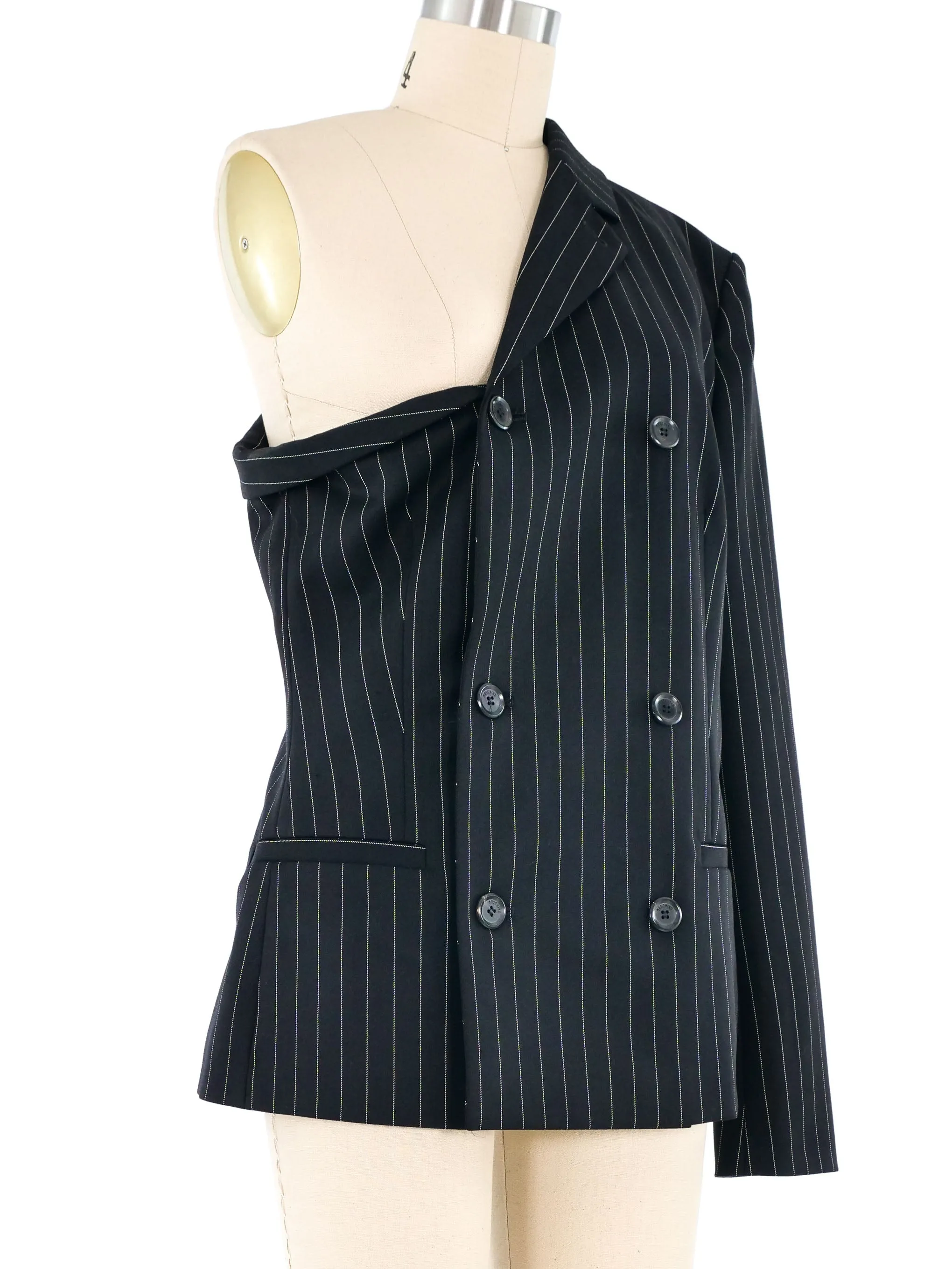 Moschino One Shoulder Pinstripe Jacket