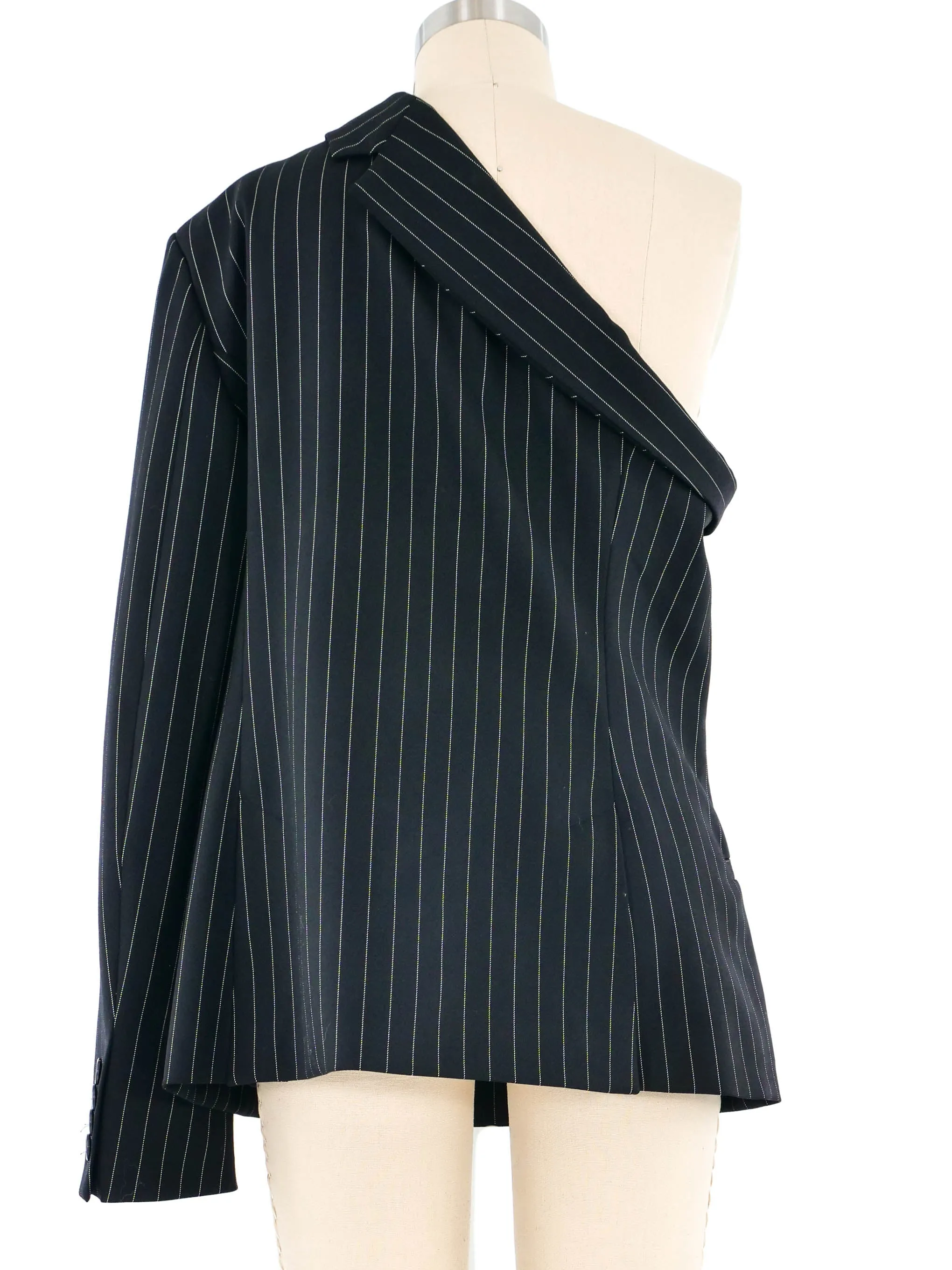 Moschino One Shoulder Pinstripe Jacket