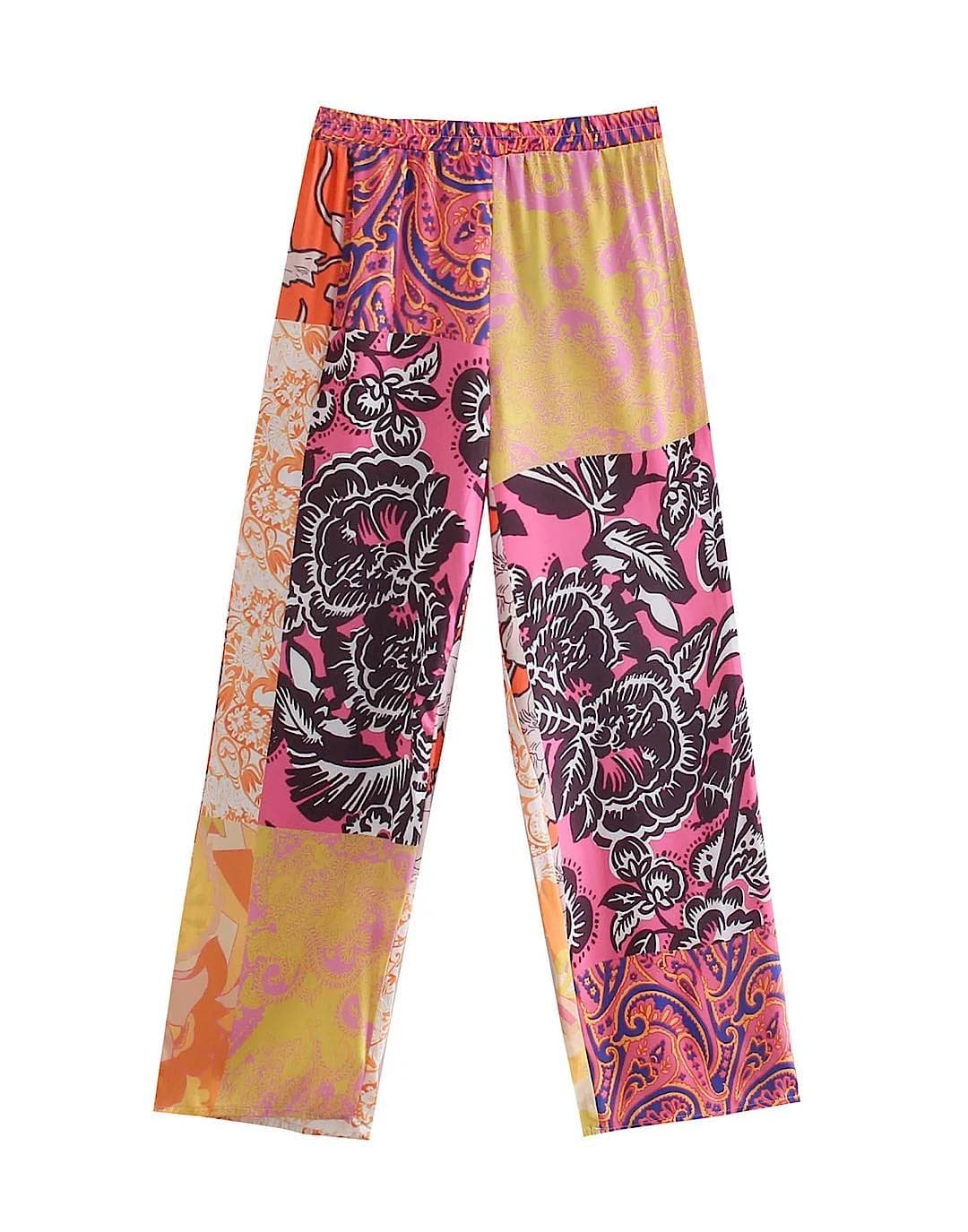 Multi Print Kimono Pants Set