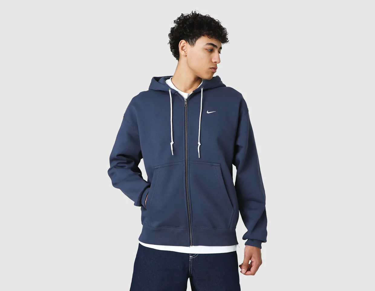 Nike Solo Swoosh Full-Zip Hoodie Thunder Blue / White