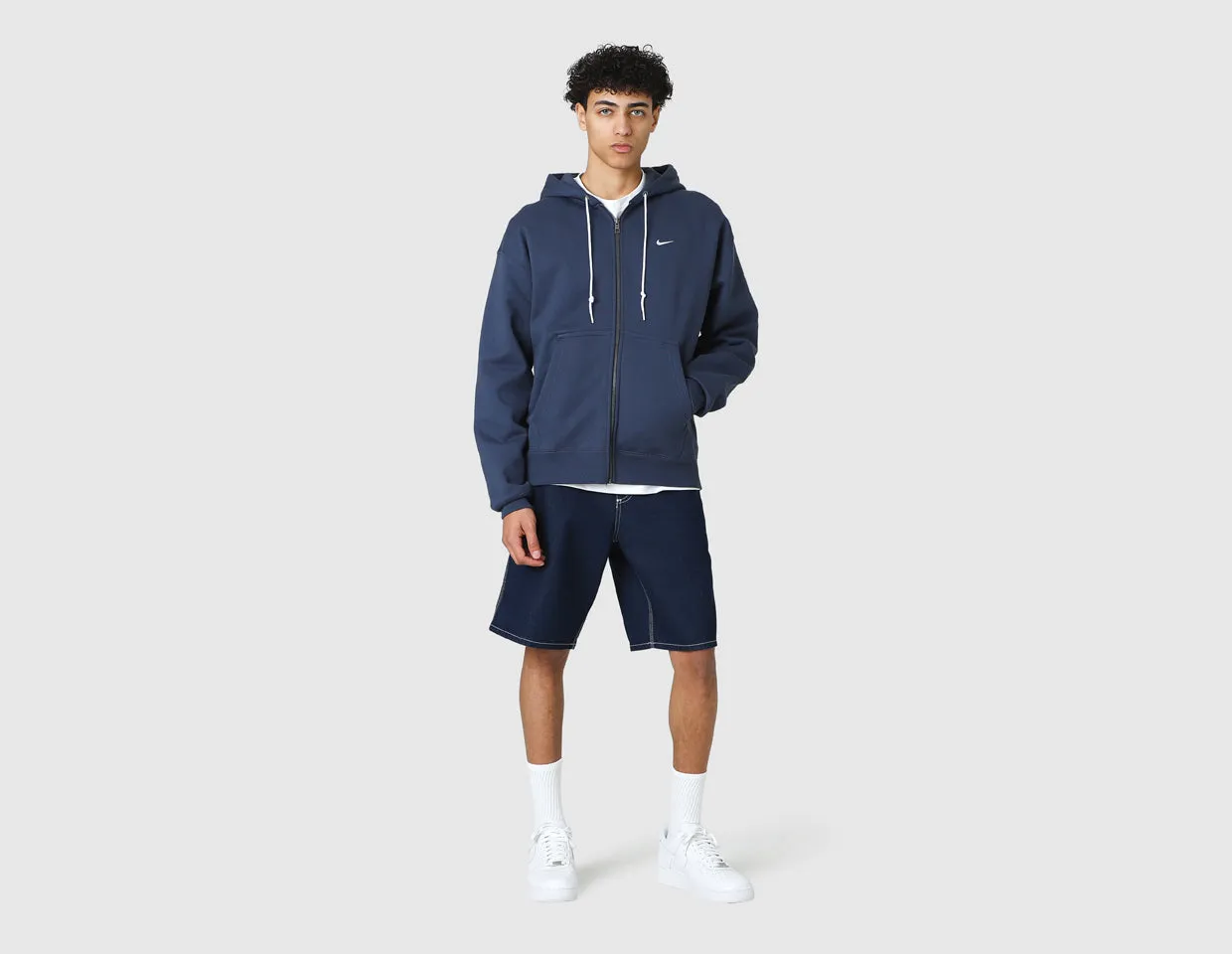 Nike Solo Swoosh Full-Zip Hoodie Thunder Blue / White