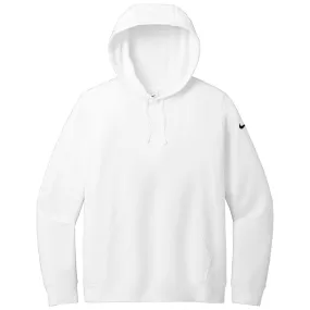 Nike Women's White Club Fleece Sleeve Swoosh Pullover Hoodie