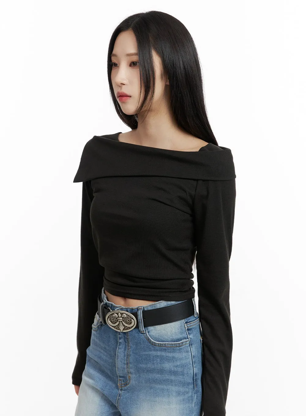 Off-Shoulder Long Sleeve Top CF415