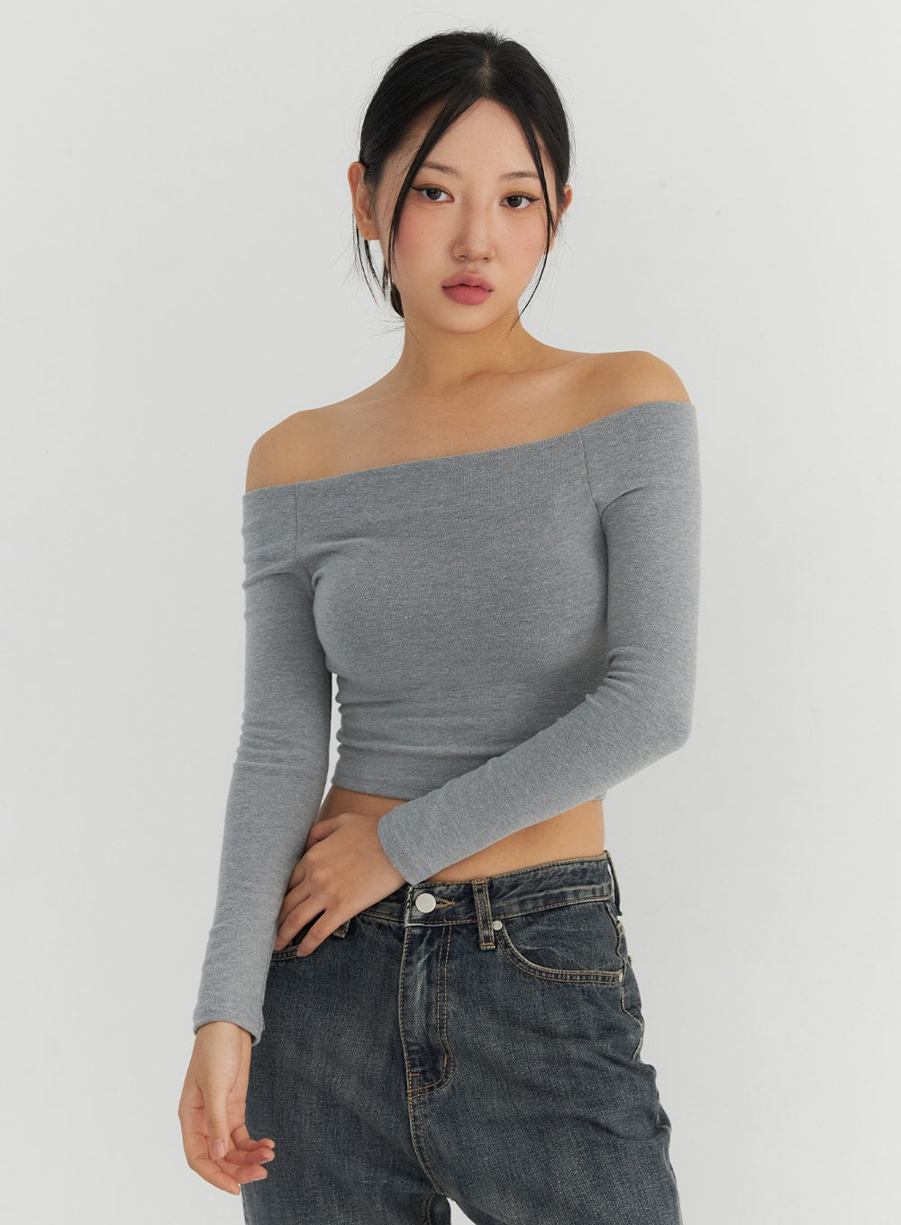 Off the Shoulder Fuzzy Crop Top CO310