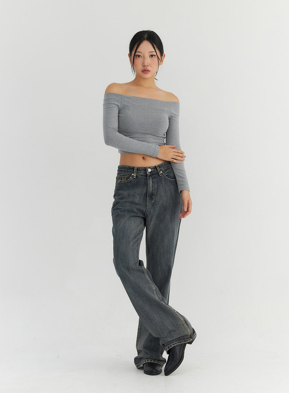 Off the Shoulder Fuzzy Crop Top CO310