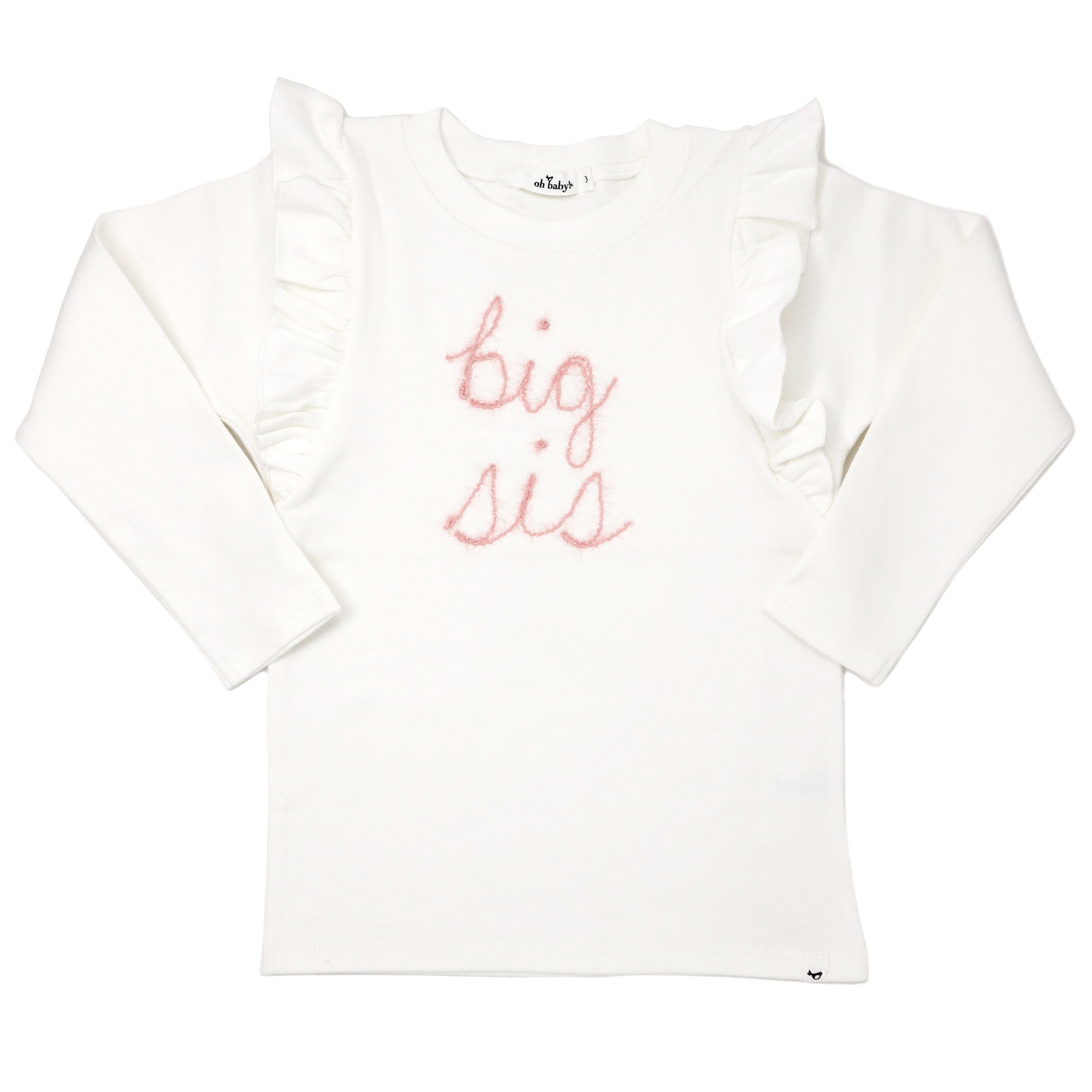 oh baby! big sis Pink Eyelash Millie Long Sleeve Tee - Cream