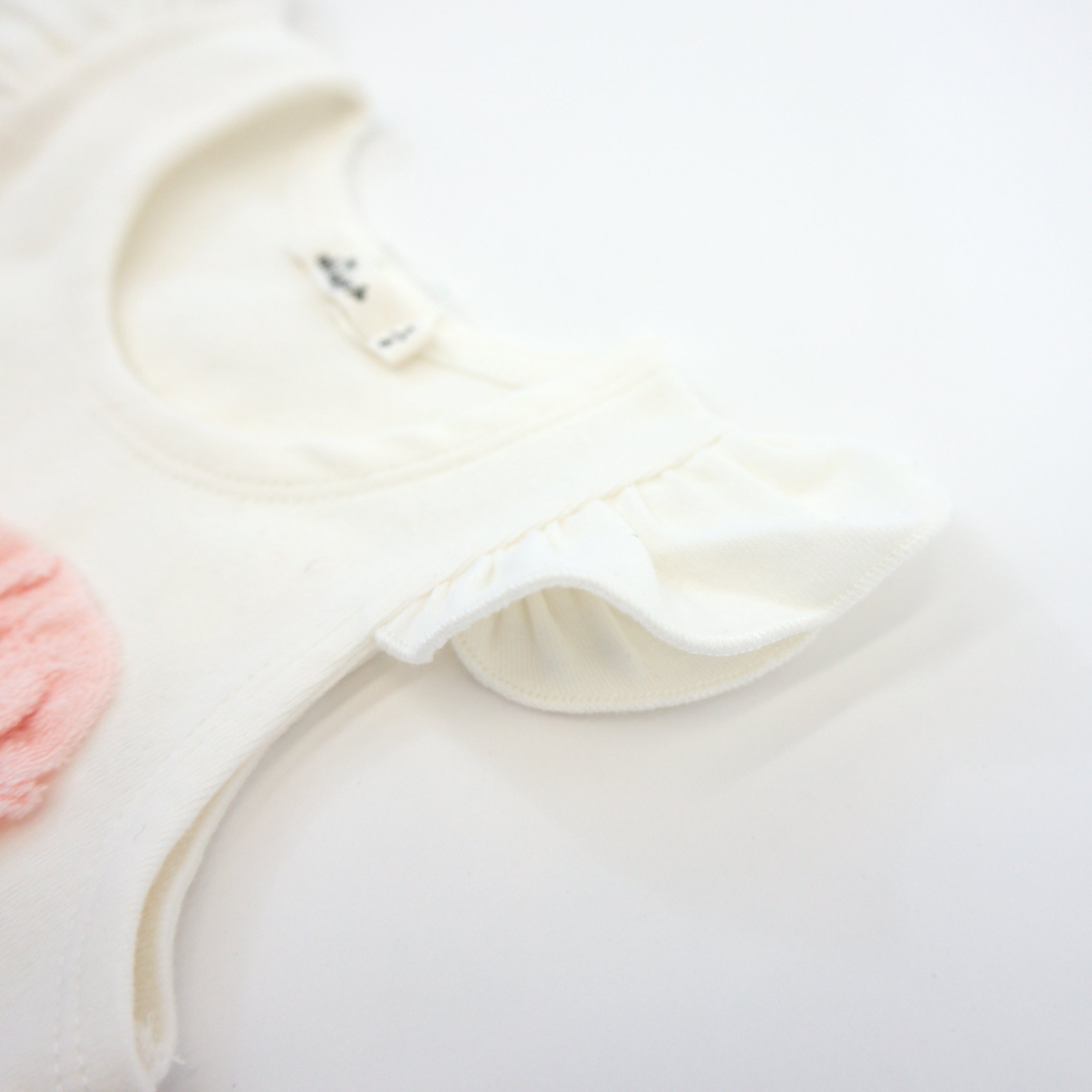 oh baby! Flutter Sleeve Tank - Pale Pink Ruffle Bow Applique - Cream