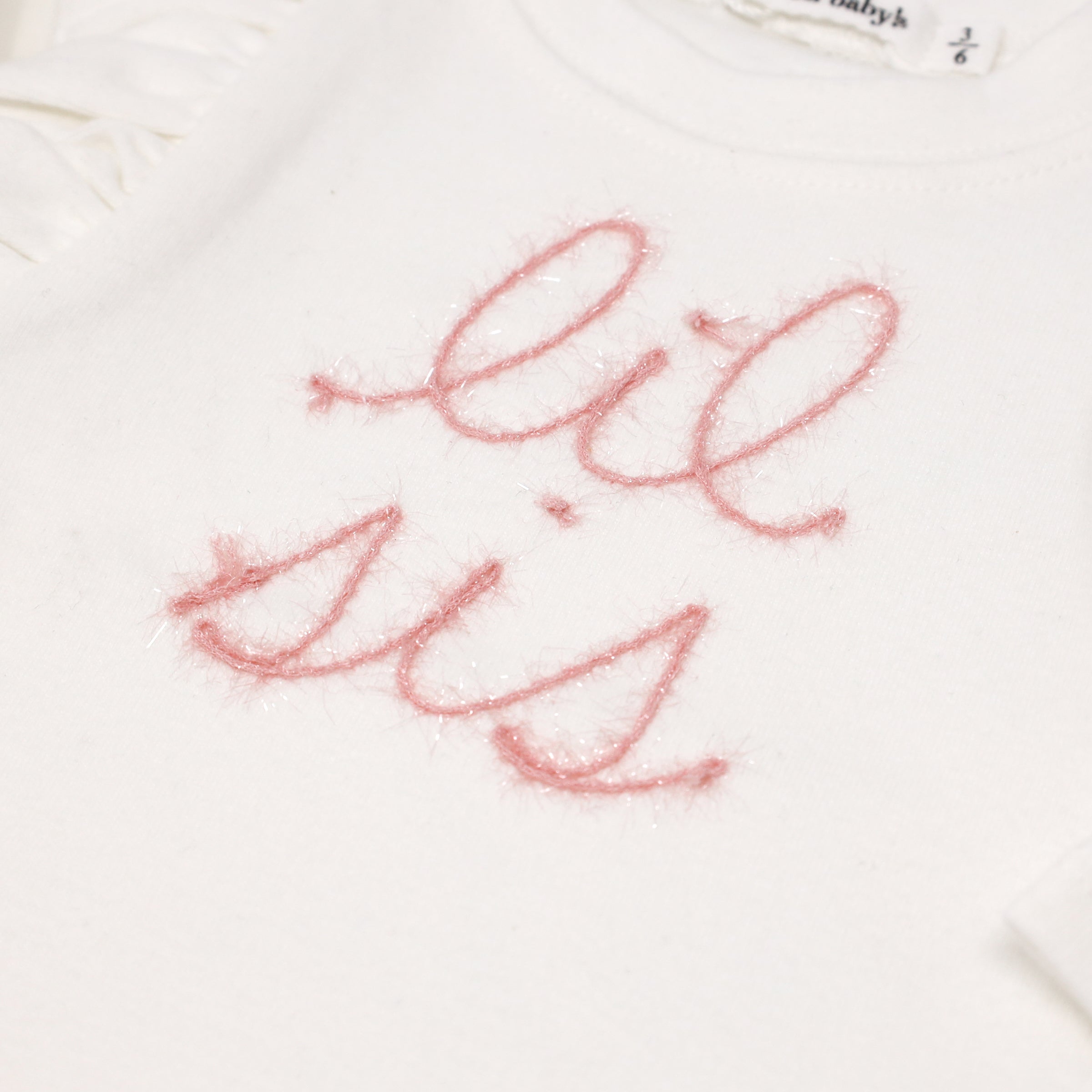 oh baby! lil sis Pink Eyelash Millie Long Sleeve Tee - Cream