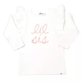 oh baby! lil sis Pink Eyelash Millie Long Sleeve Tee - Cream