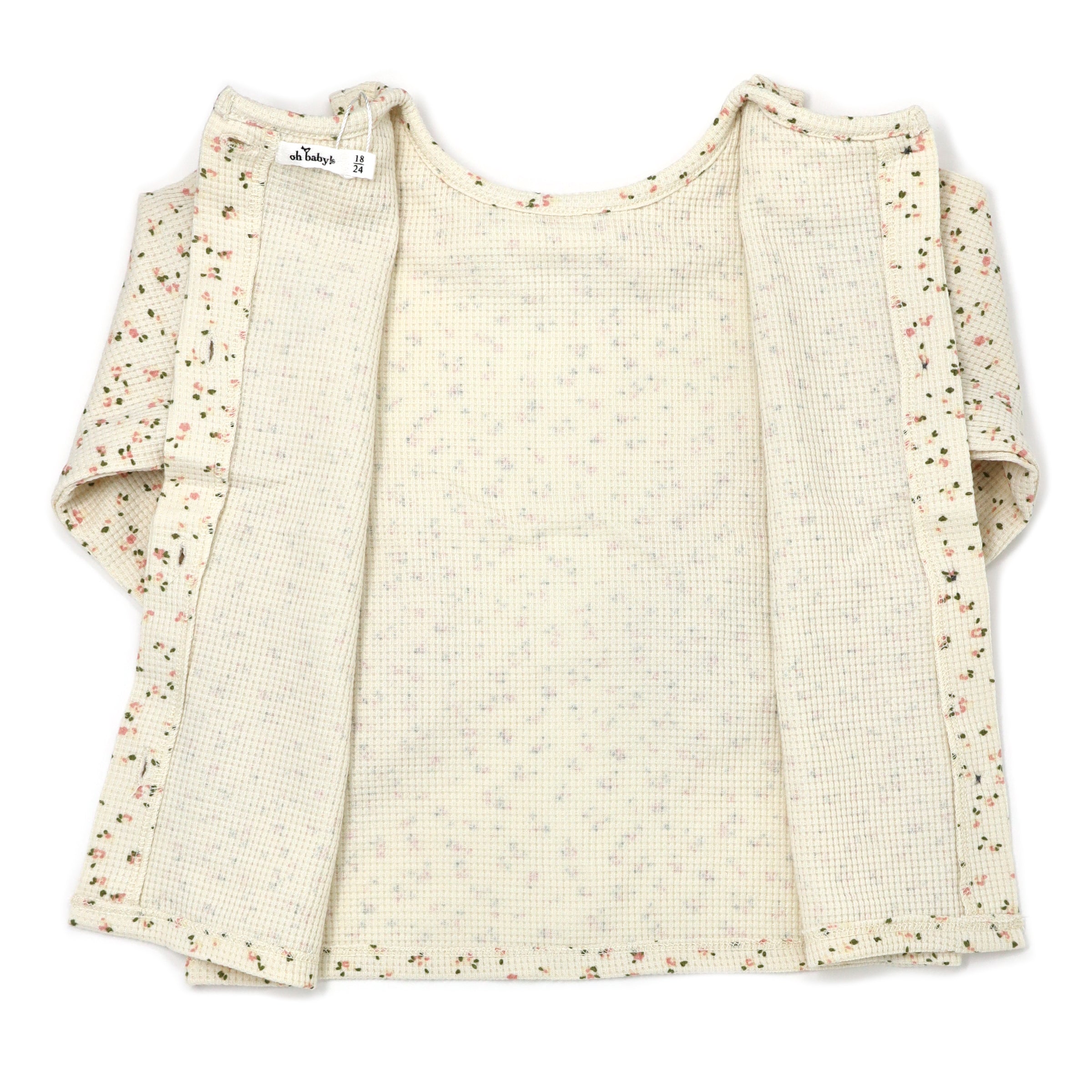 oh baby! Ruffle Collar Waffle Knit Blouse - Roses - Cream