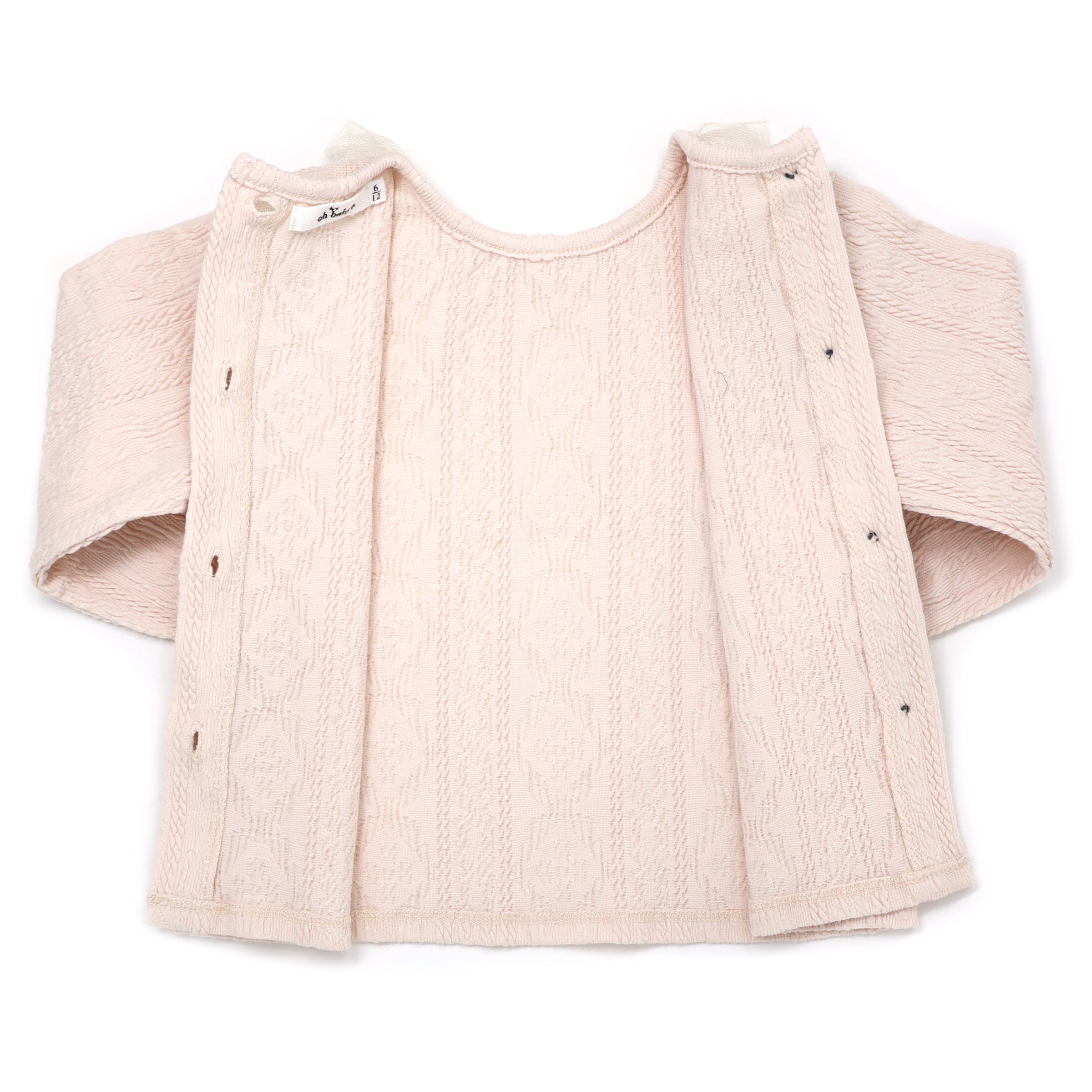 oh baby! Ruffle Dotted Mesh Collar Puckered Blouse - Natural