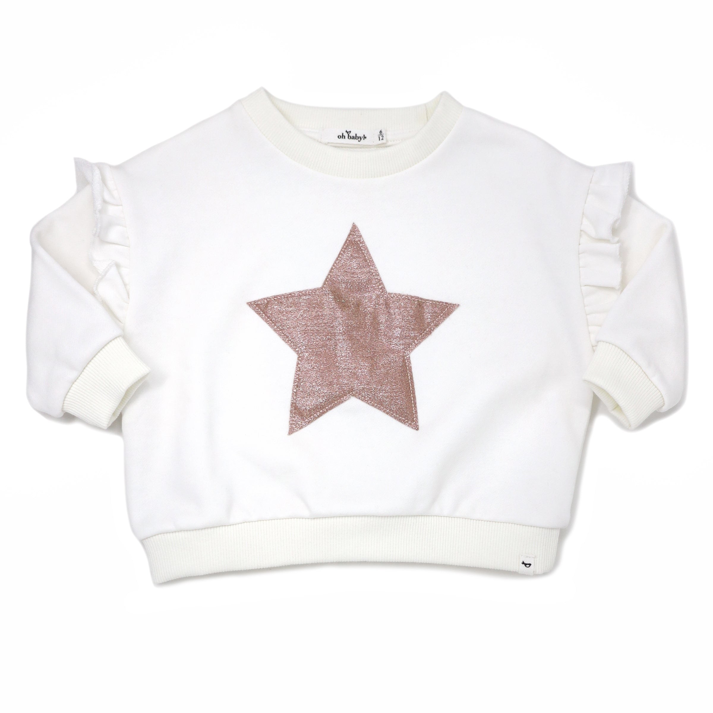 oh baby! Star Rose Gold Sparkle Millie Slouch Sweatshirt - Cream