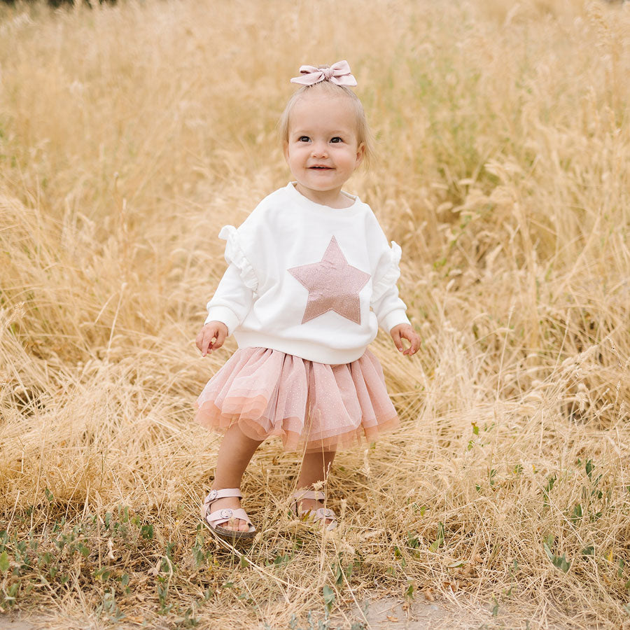 oh baby! Star Rose Gold Sparkle Millie Slouch Sweatshirt - Cream