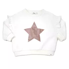 oh baby! Star Rose Gold Sparkle Millie Slouch Sweatshirt - Cream