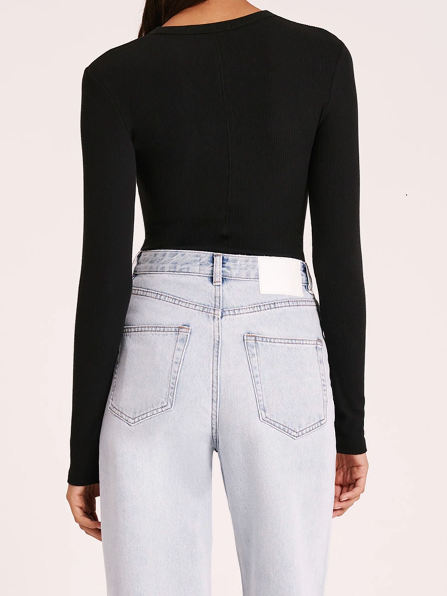 Organic Ribbed Long Sleeve Top | Black