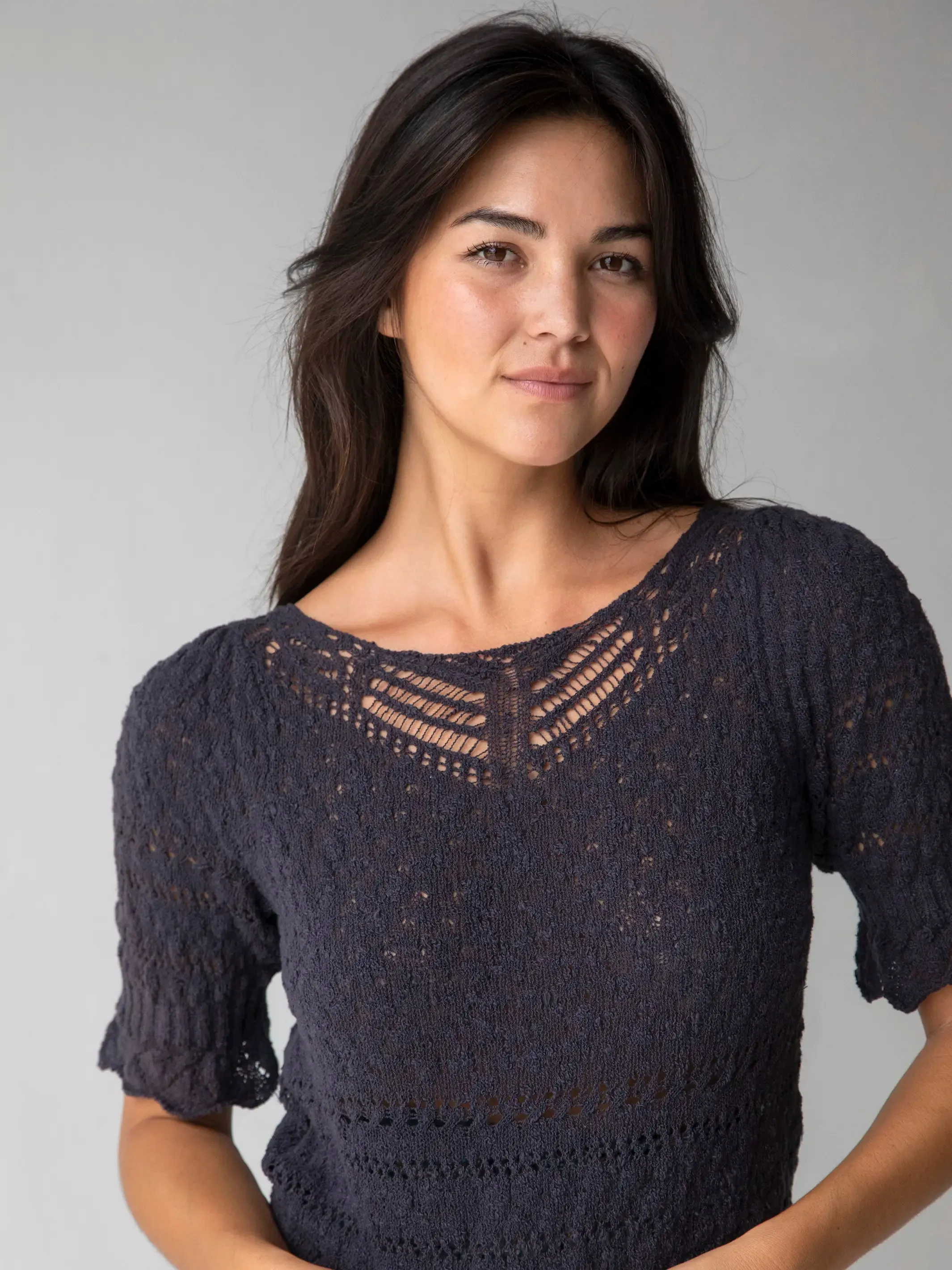 Out & About Sweater Top - Charcoal