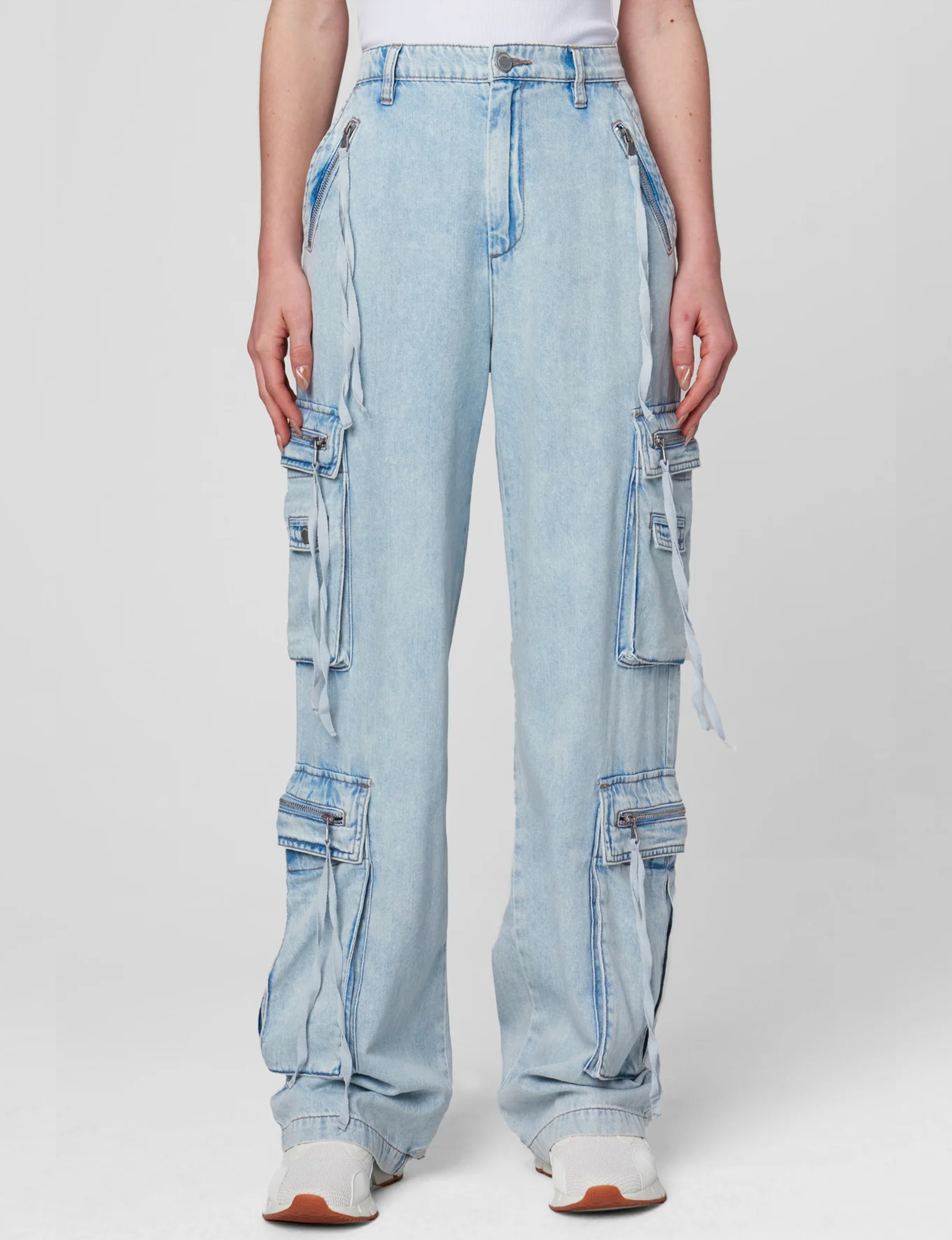 Oversized Denim Cargo Pant, Blue Lagoon