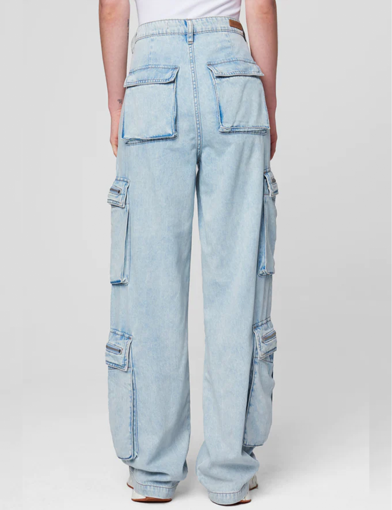 Oversized Denim Cargo Pant, Blue Lagoon