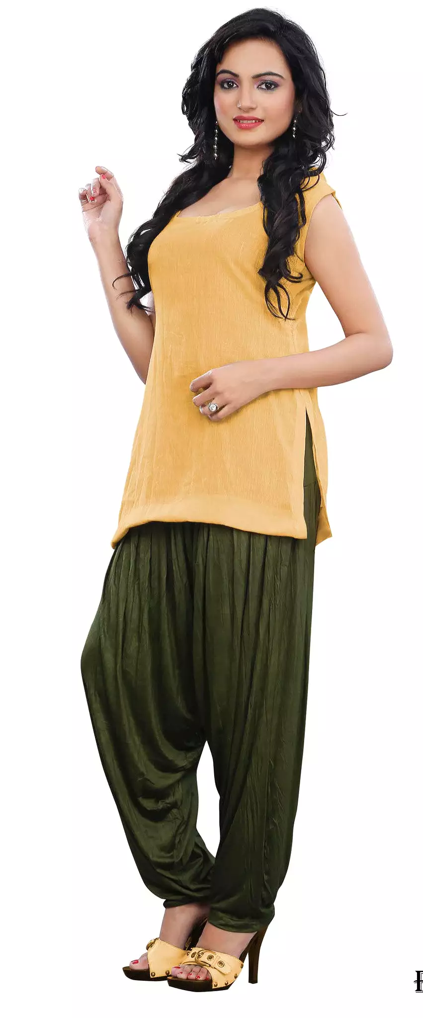 Patiala Baggy Pants Womens Harem Style India Clothes (Dark Green)