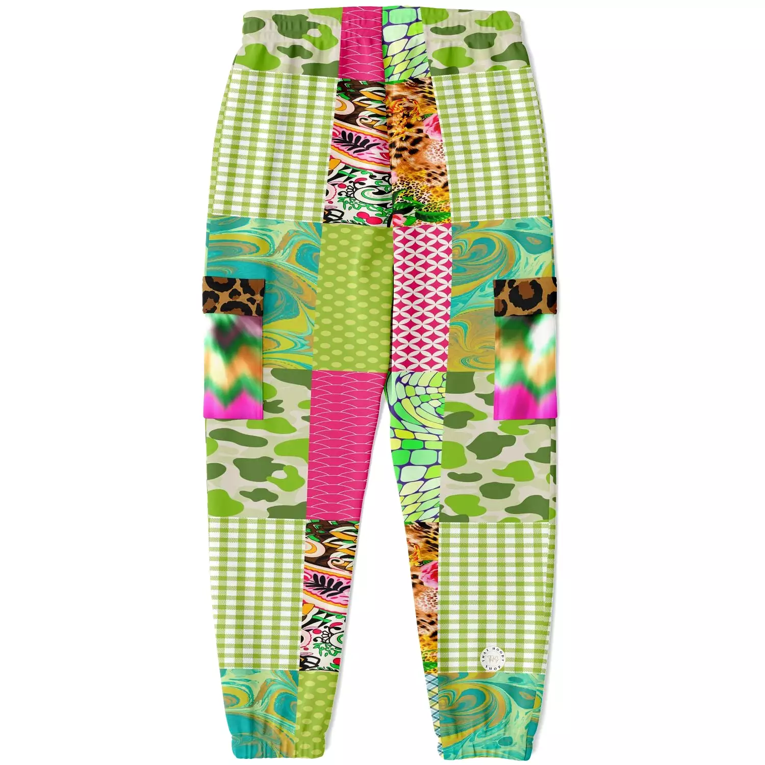 Pink Cerise Plaid Paisley Unisex Eco-Poly Cargo Joggers