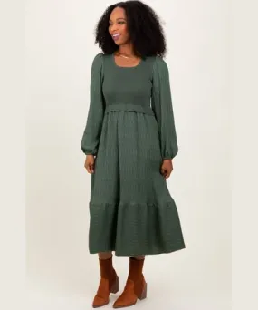 PinkBlush Forest Green Contrast Sweater Top Maxi Dress