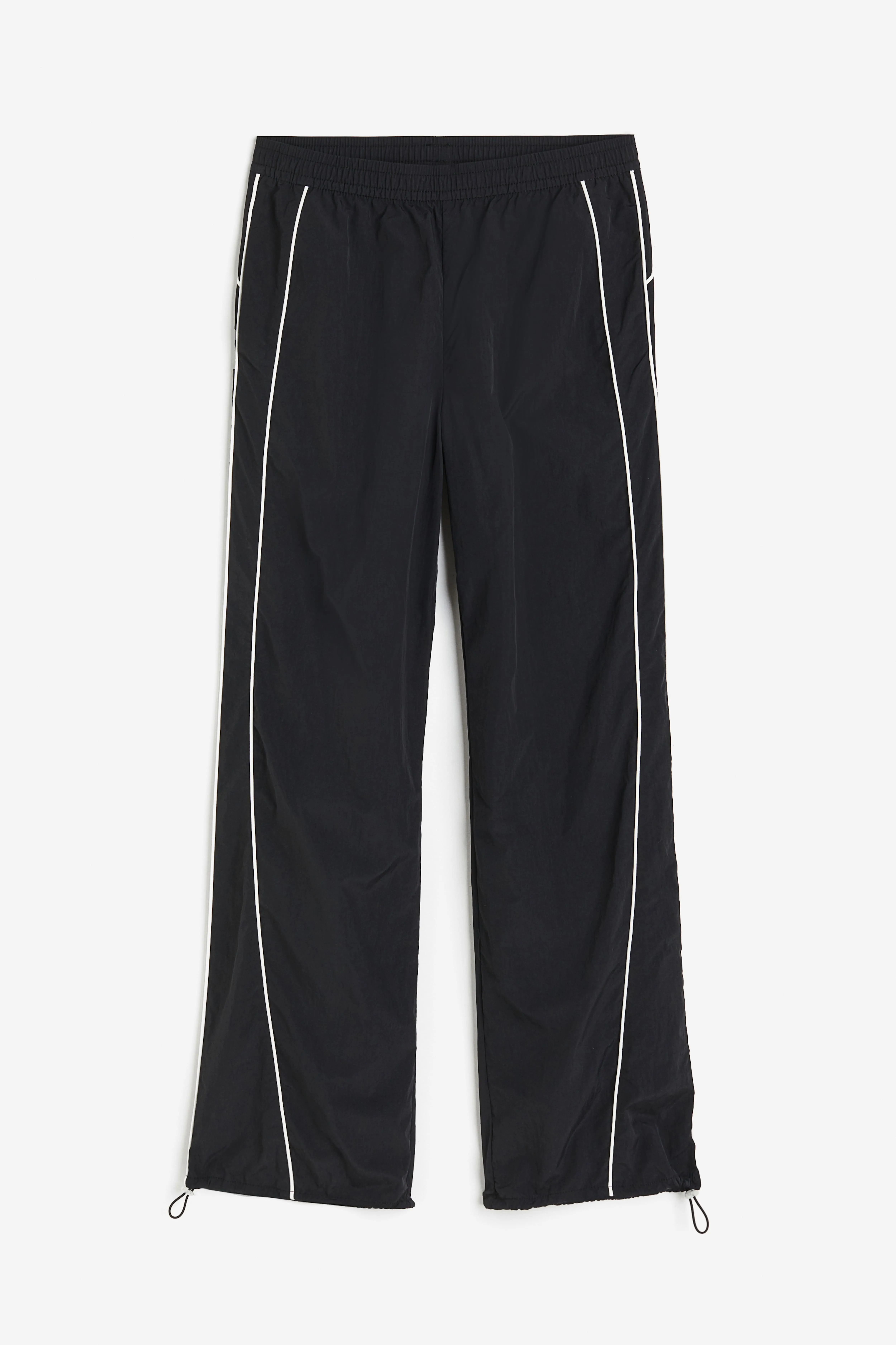 Piping-detail track pants - Regular waist - Long - Black - Ladies | H&M GB