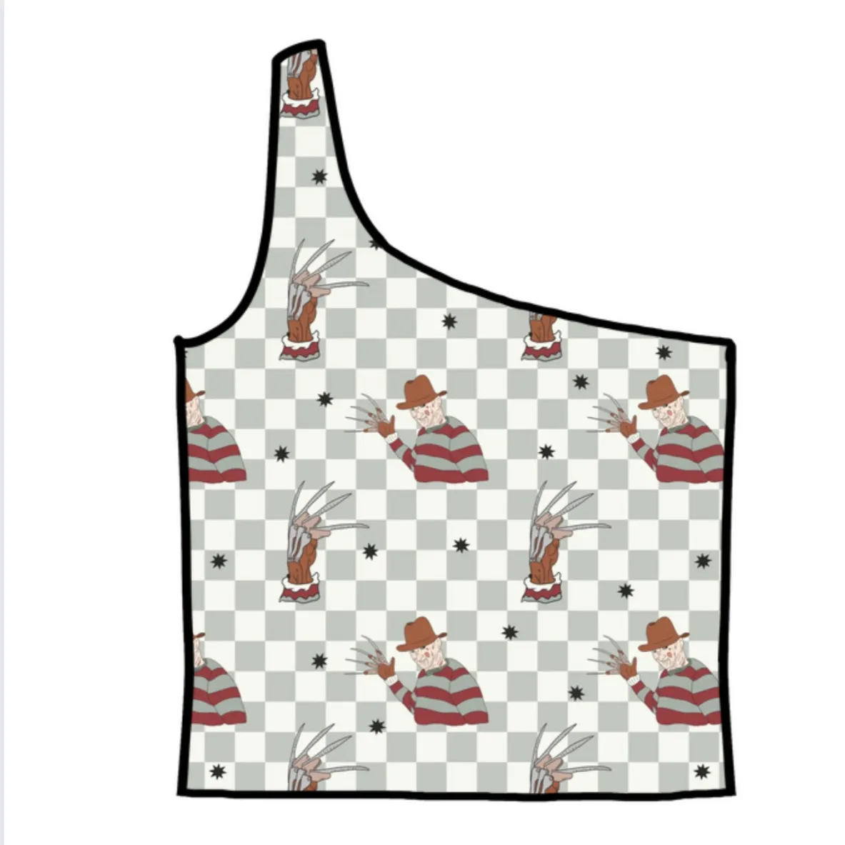 Pizza Face Adult One-Shoulder Cropped Top