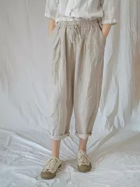 Plus Size Drawstring Linen Women Summer Harem Pants