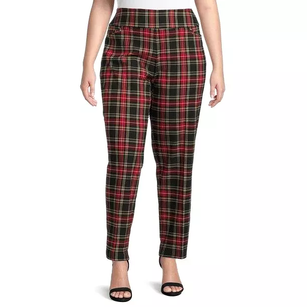 Plus size plaid dress pants