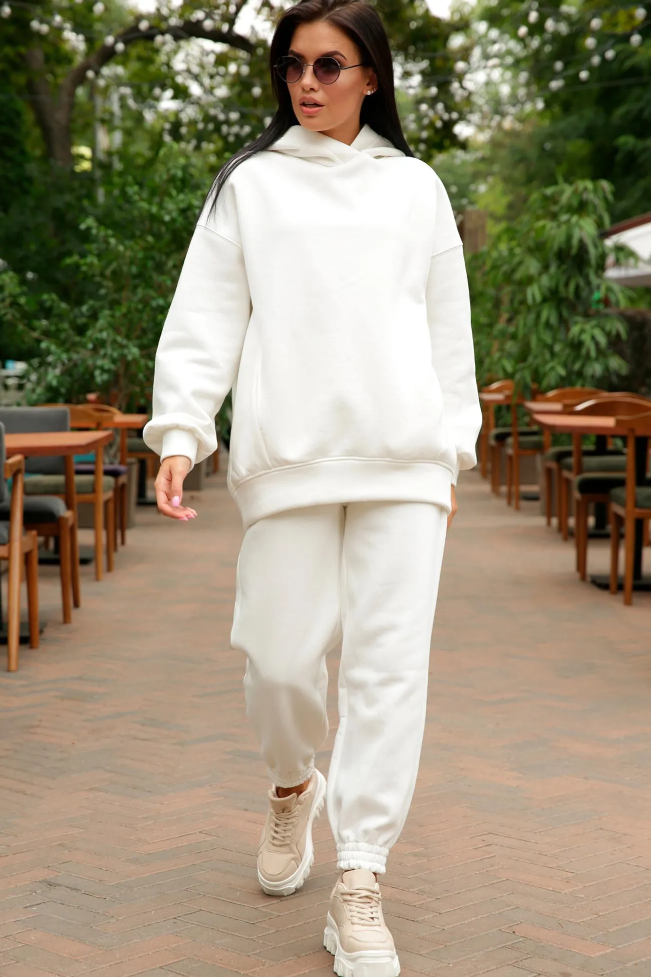 Pocketed Hoodie Elastic Waist Long Pants Set