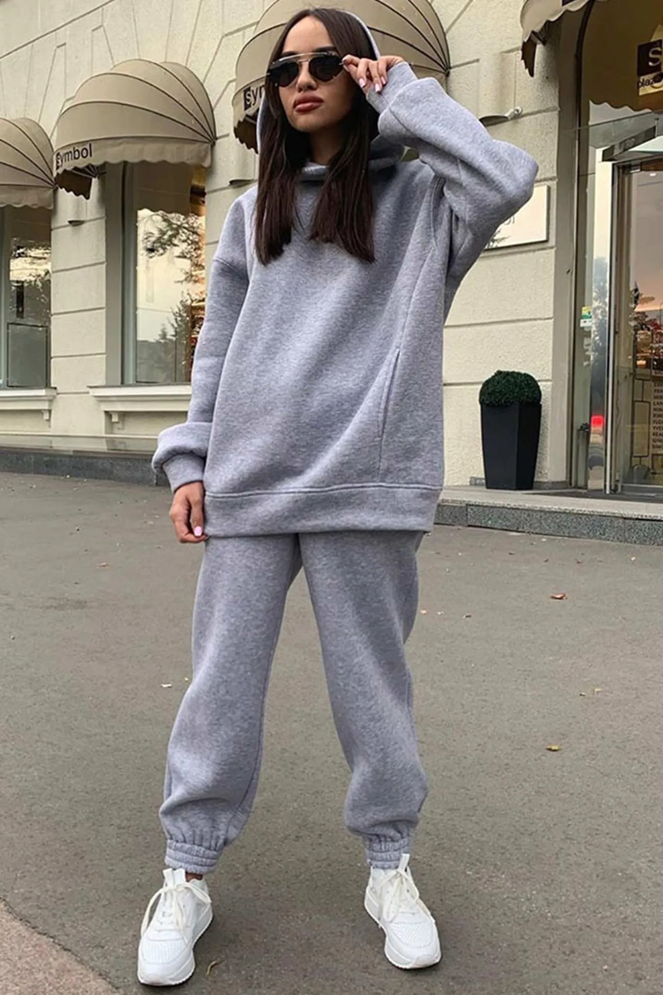 Pocketed Hoodie Elastic Waist Long Pants Set