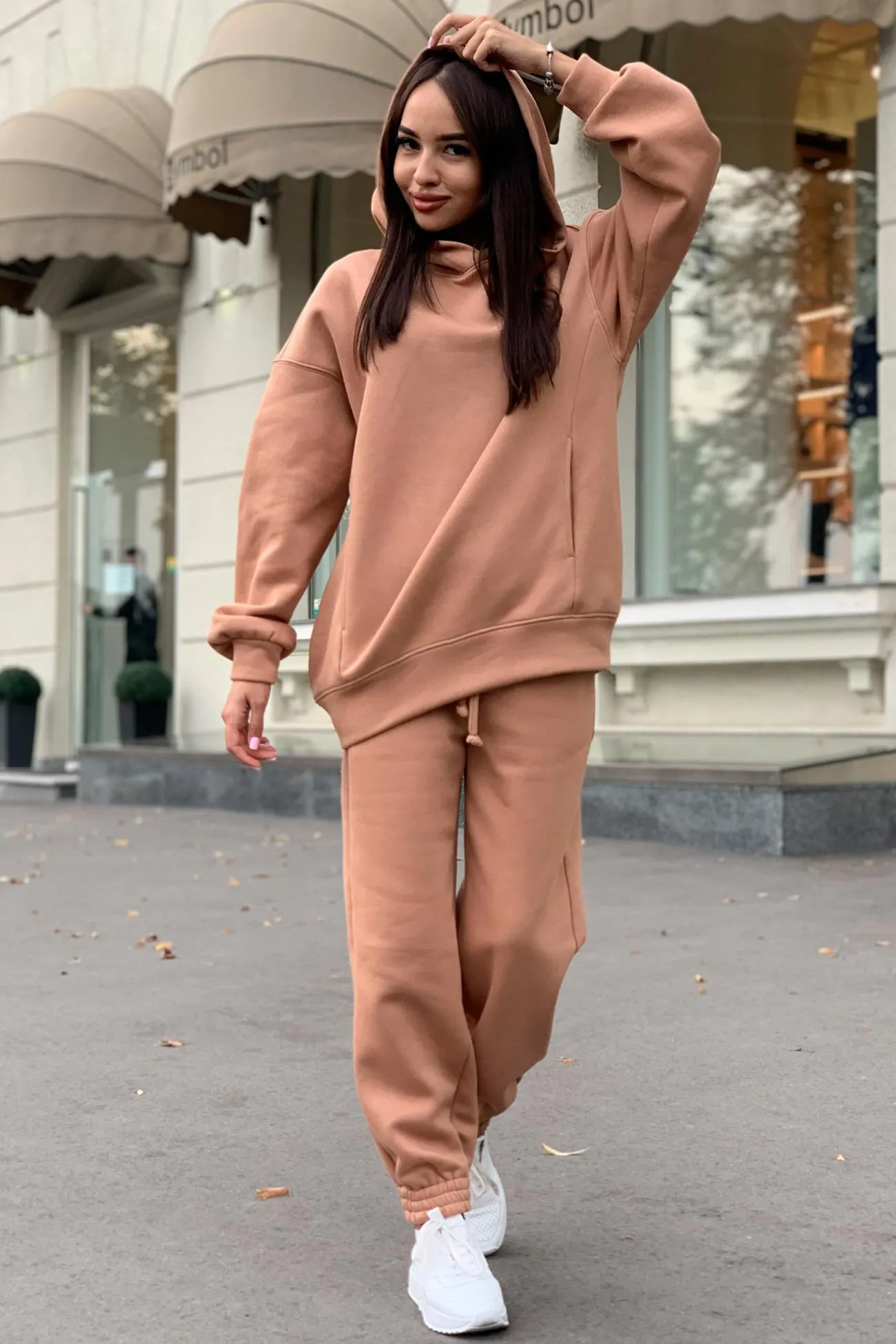 Pocketed Hoodie Elastic Waist Long Pants Set