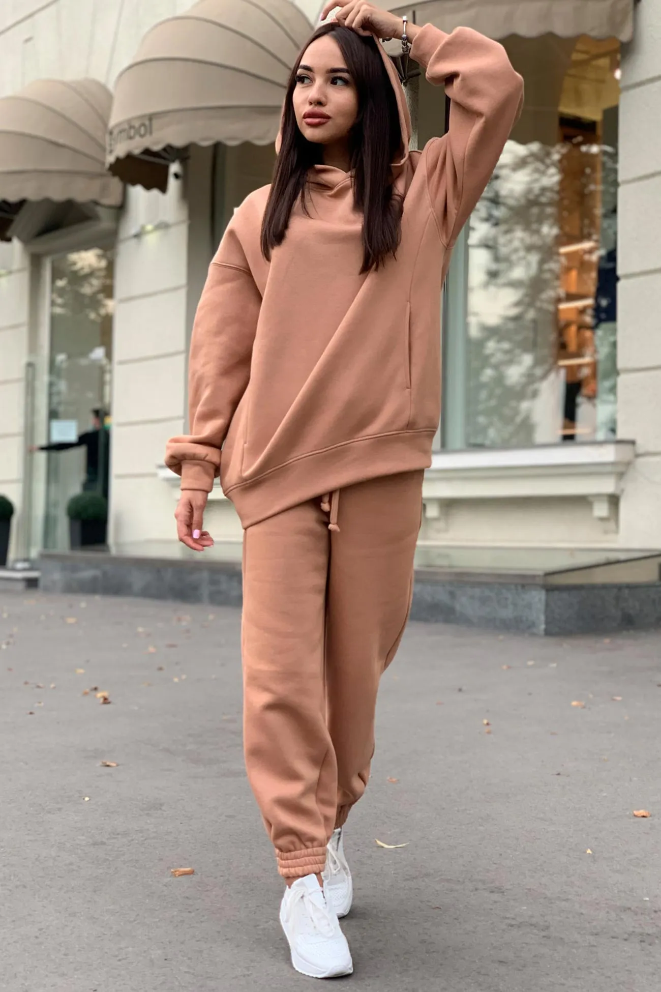 Pocketed Hoodie Elastic Waist Long Pants Set