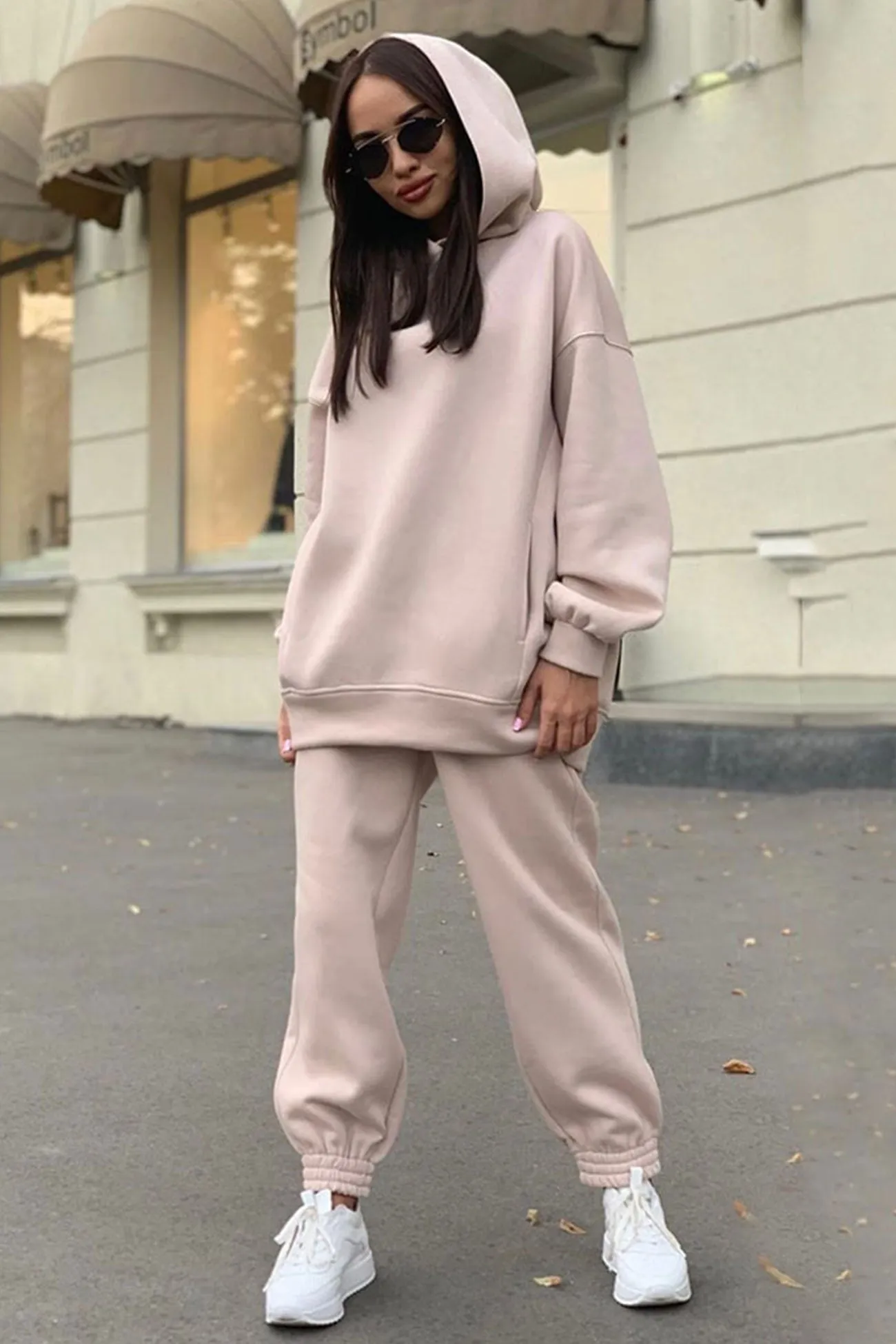 Pocketed Hoodie Elastic Waist Long Pants Set