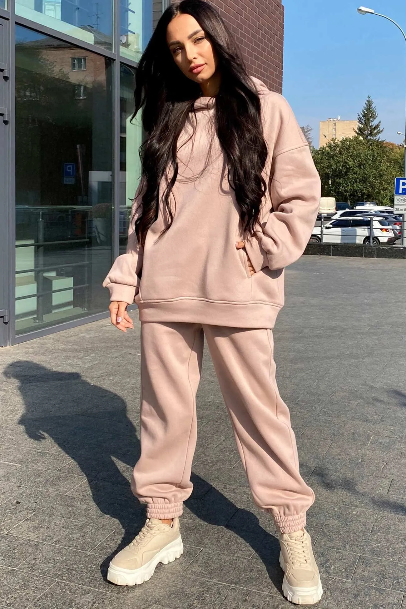 Pocketed Hoodie Elastic Waist Long Pants Set