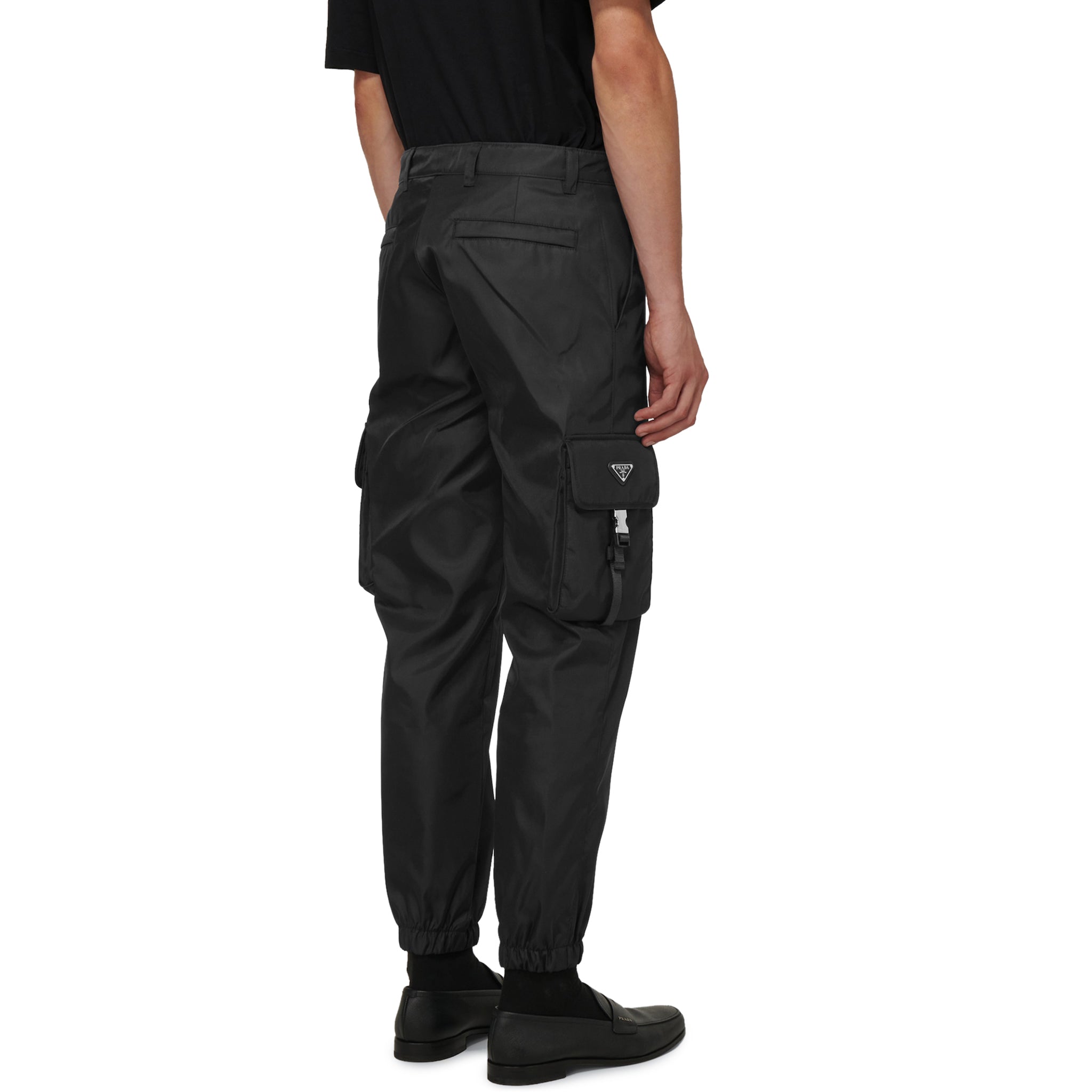 Prada Re Nylon Cuffed Black Cargo Pants