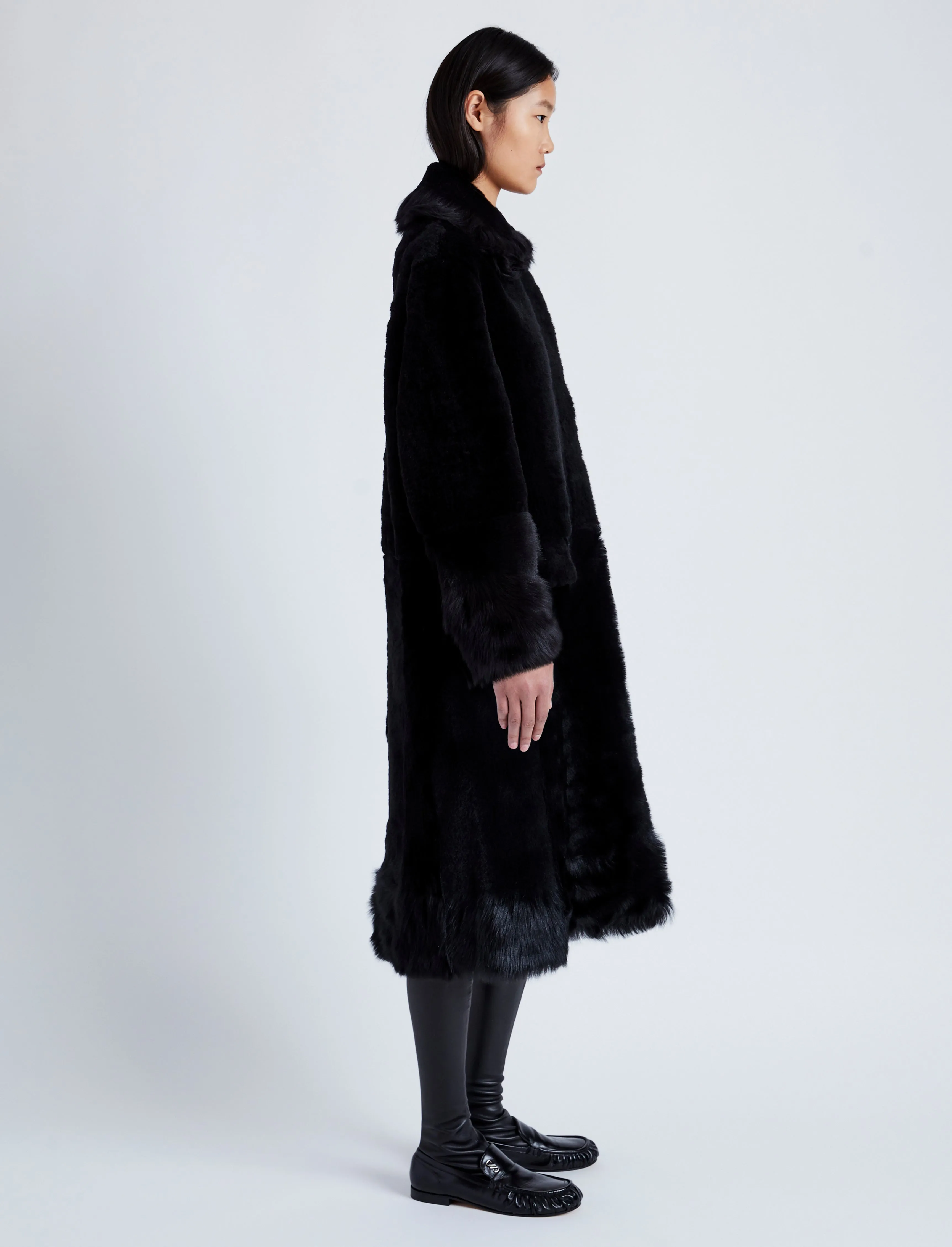 Proenza Schouler Fiona Coat in Shearling - Black