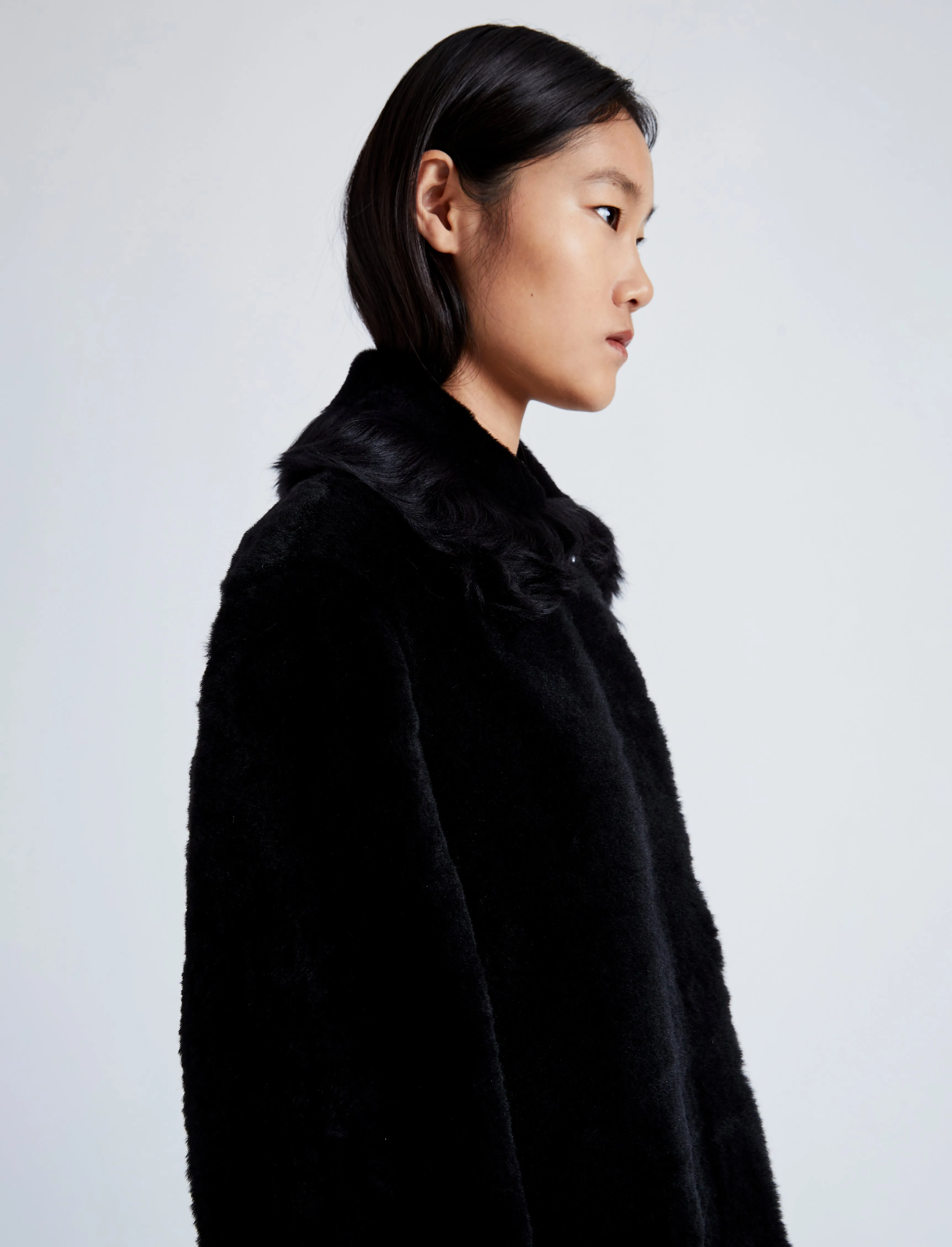 Proenza Schouler Fiona Coat in Shearling - Black