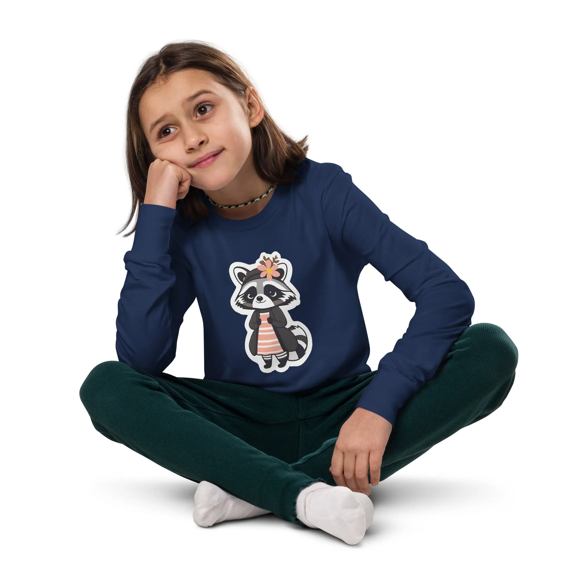 Racoon Girl Youth Long Sleeve Tee