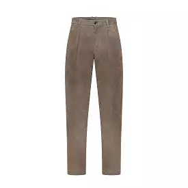 Raul Suede Leather Pleated Chino Pants