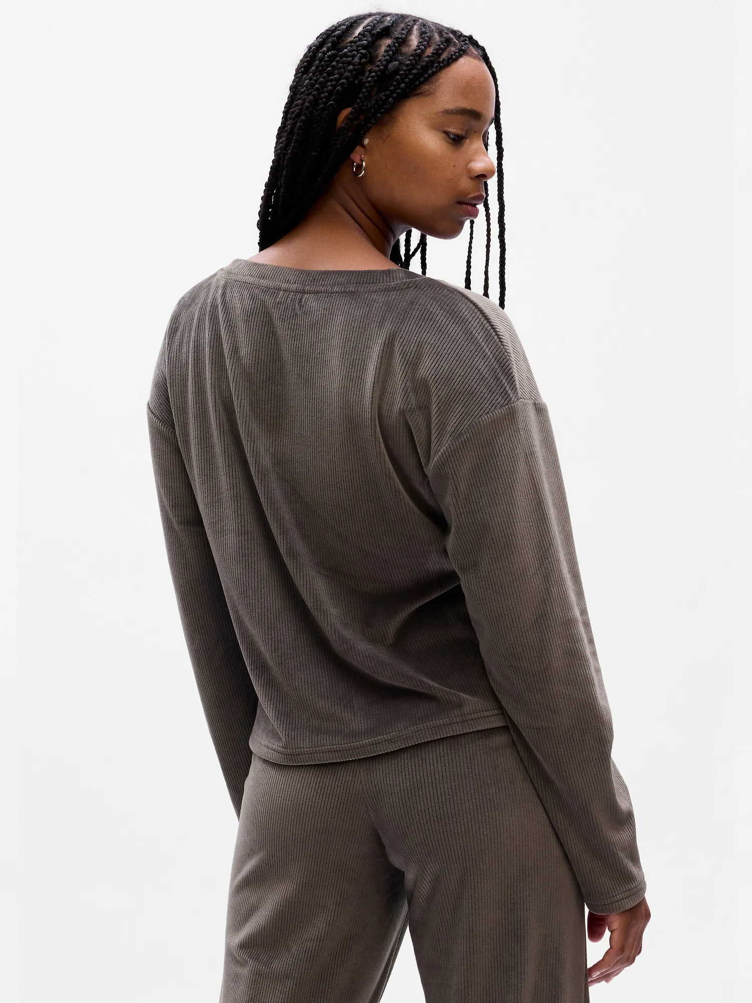 Relaxed Ribbed Velour PJ Top