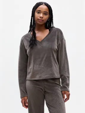 Relaxed Ribbed Velour PJ Top