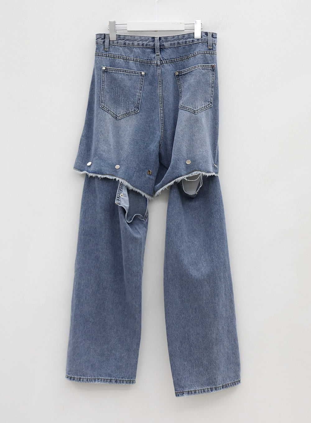 Removable Buttoned Wide Leg Denim Pants IU20