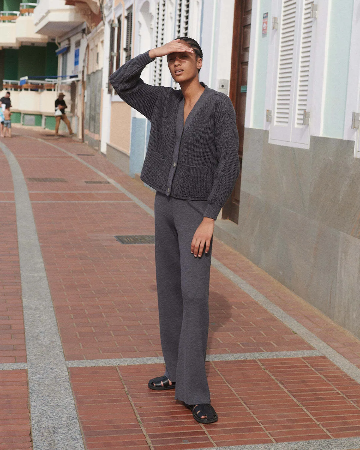 Rib Lounge Merino Wool Pants - Charcoal