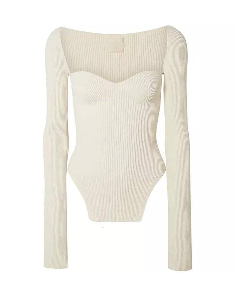 Ribbed Knit Asymmetrical Long Sleeve Top