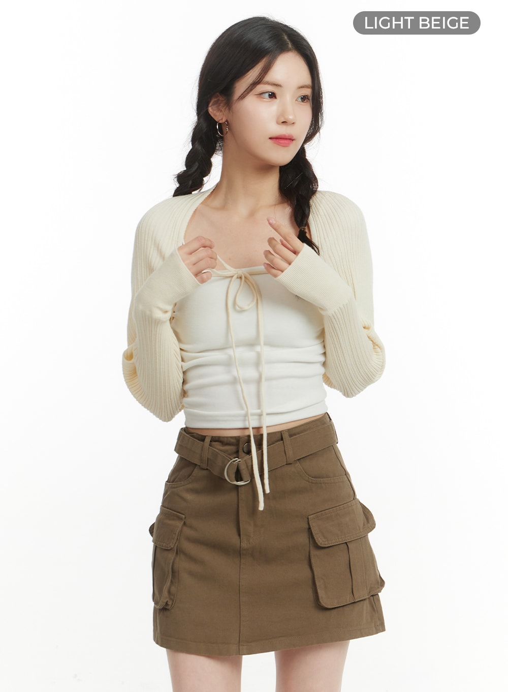 Ribbed Knit Bolero Top OF427