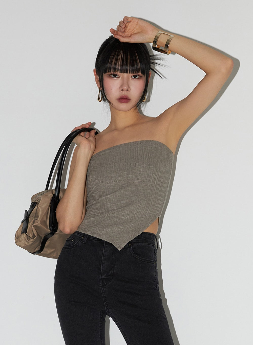 Ribbed Strapless Tube Crop Top IF402