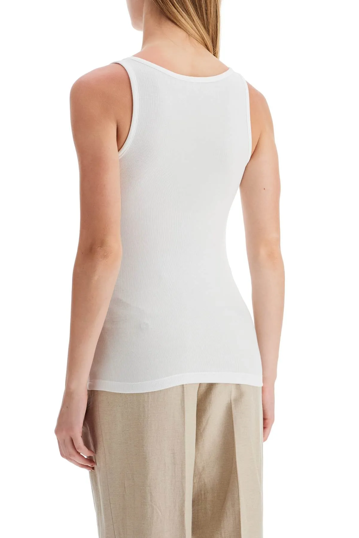 ribbed tank top with spaghetti 241 WRT1053 FB0094 WHITE