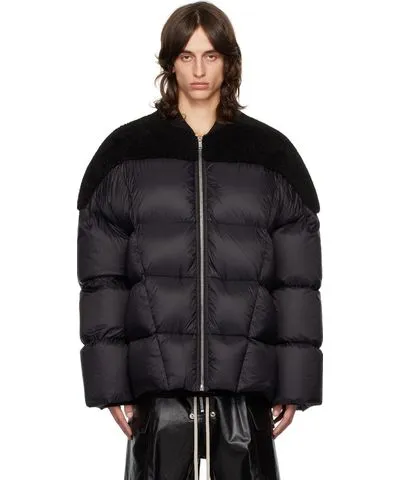 Rick Owens Black Porterville Flight Shearling Down Jacket