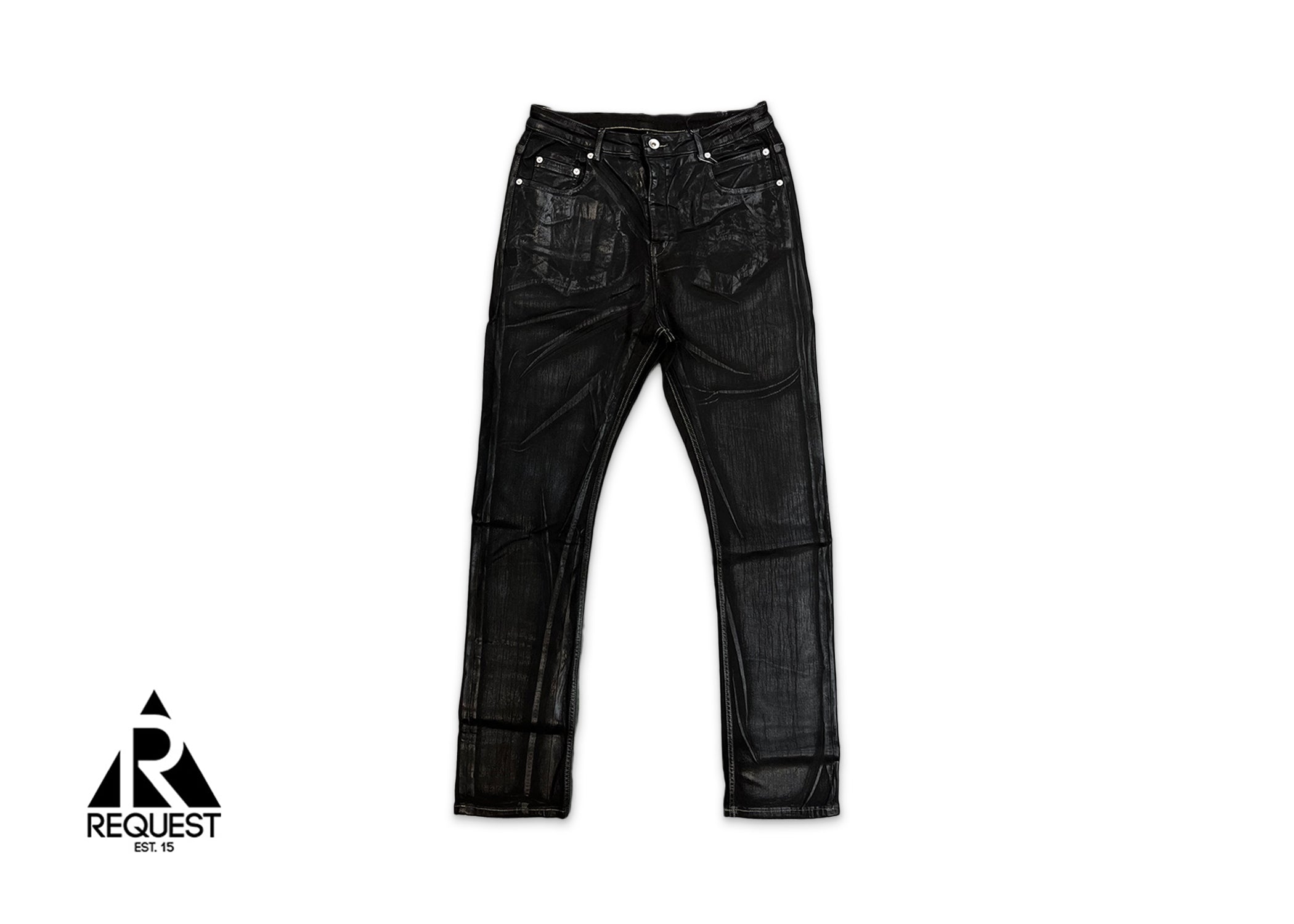 Rick Owens DRKSHDW Detroit Cut Denim Black Foil Wax